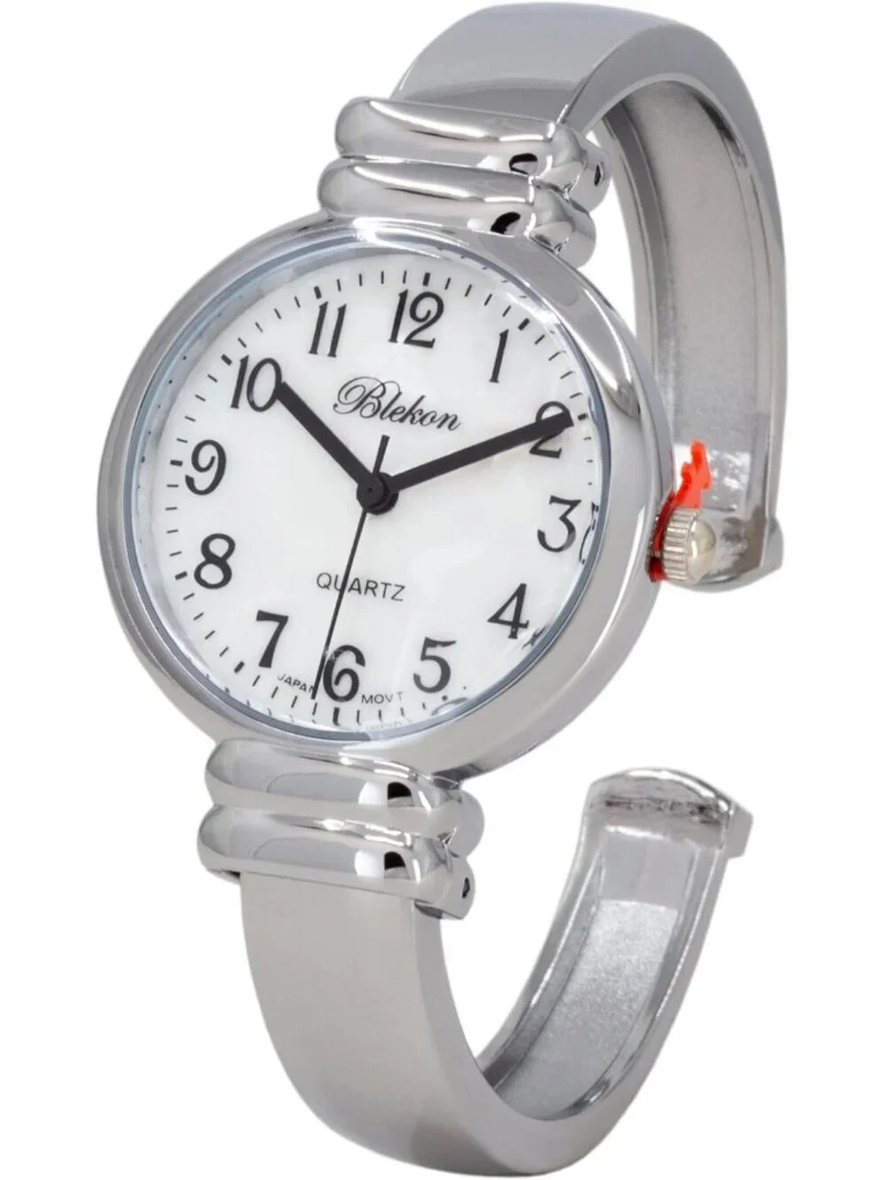 Women's Silver Analog Quartz Classic Solid Easy Read Bangle Cuff Bracelet Watch
